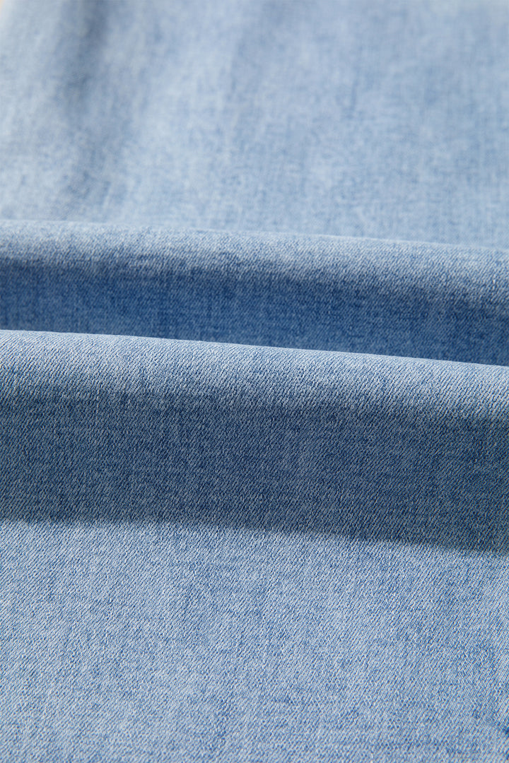 Sail Blue Raw Hem Turnup Loose Ankle-length Jeans