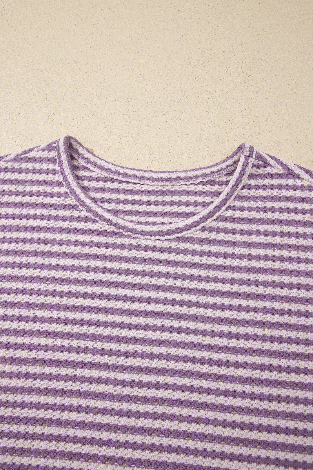 Brown Stripe Breathable Textured Knit Short 2pcs Set