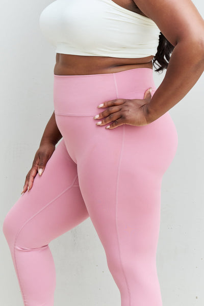 Zenana Fit For You Full Size High Waist Active Leggings in Light Rose