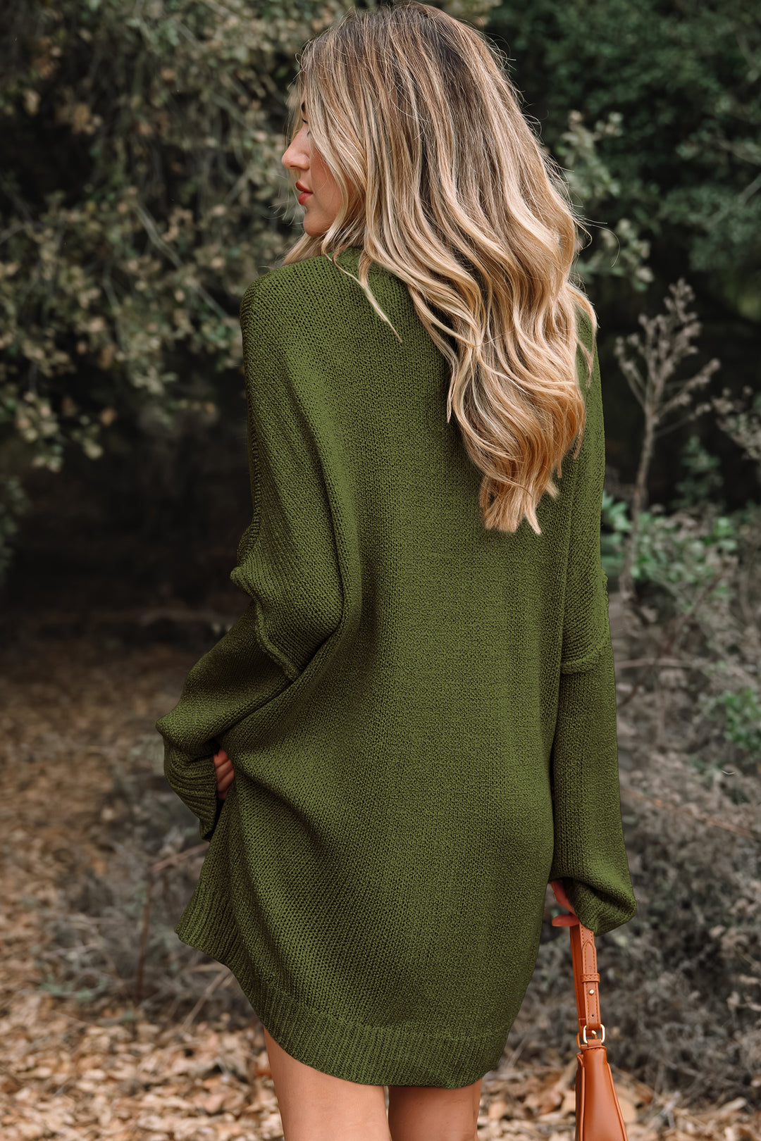 Four Leaf Clover Oversize Drop Shoulder Slouchy Sweater Dress