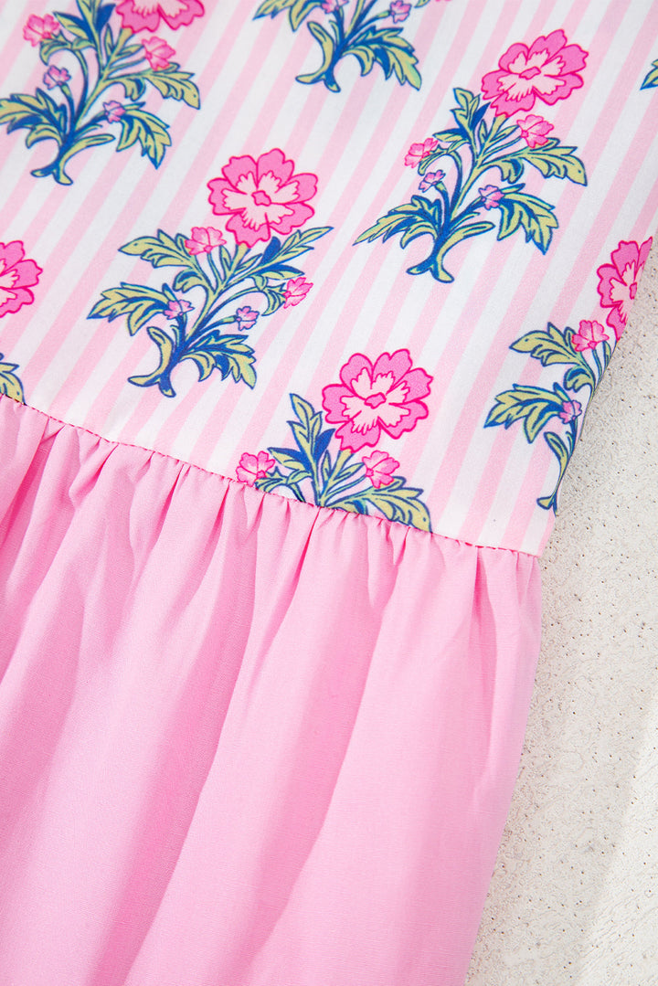 Theodora Patchwork Ruffle Hem Blouse