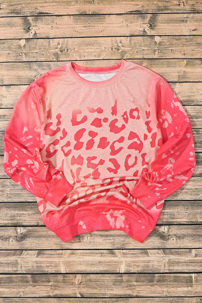 Pink Bleached Cheetah Print Sweatshirt