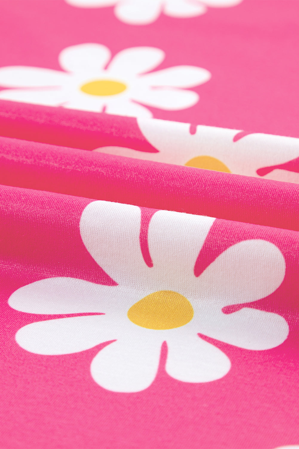 Pink Daisy Printed Crewneck T Shirt