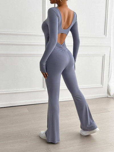 Devine Cutout Scoop Neck Long Sleeve Jumpsuit