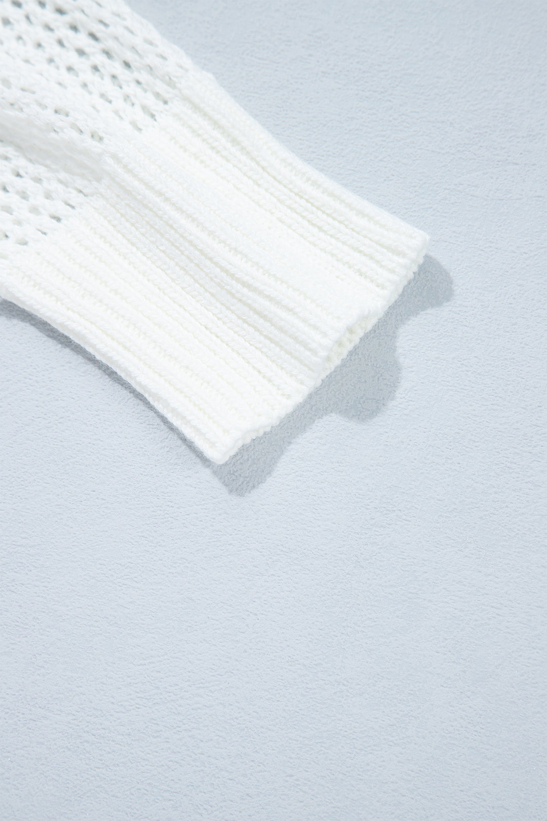 White Chenille BEACH Lettering Hollow Out Knit Casual Sweater