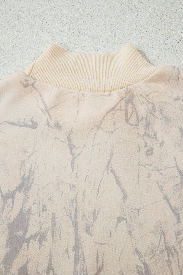 Khaki Camo Mock Neck Baggy Sweatshirt