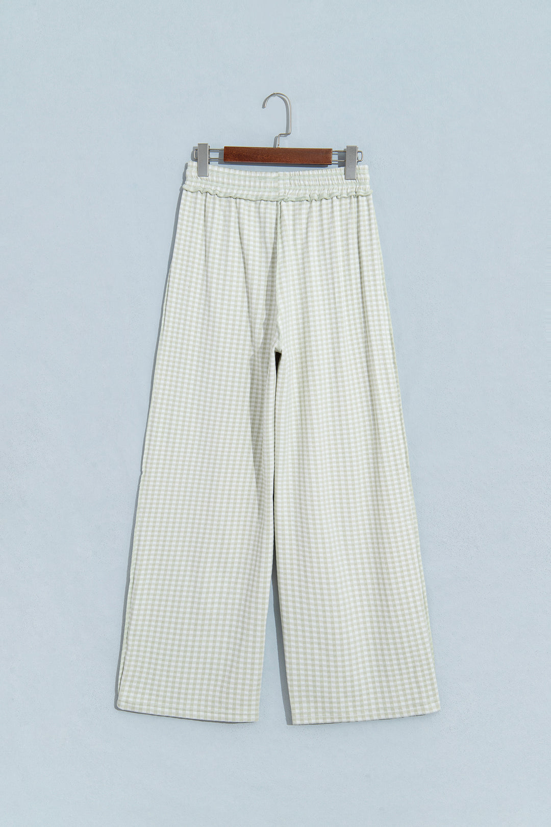 Green Plaid Contrast Trim Drawstring Elastic Waist Shift Pants