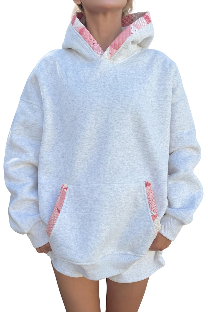 Gray Contrast Patchwork Oversized Hoodie