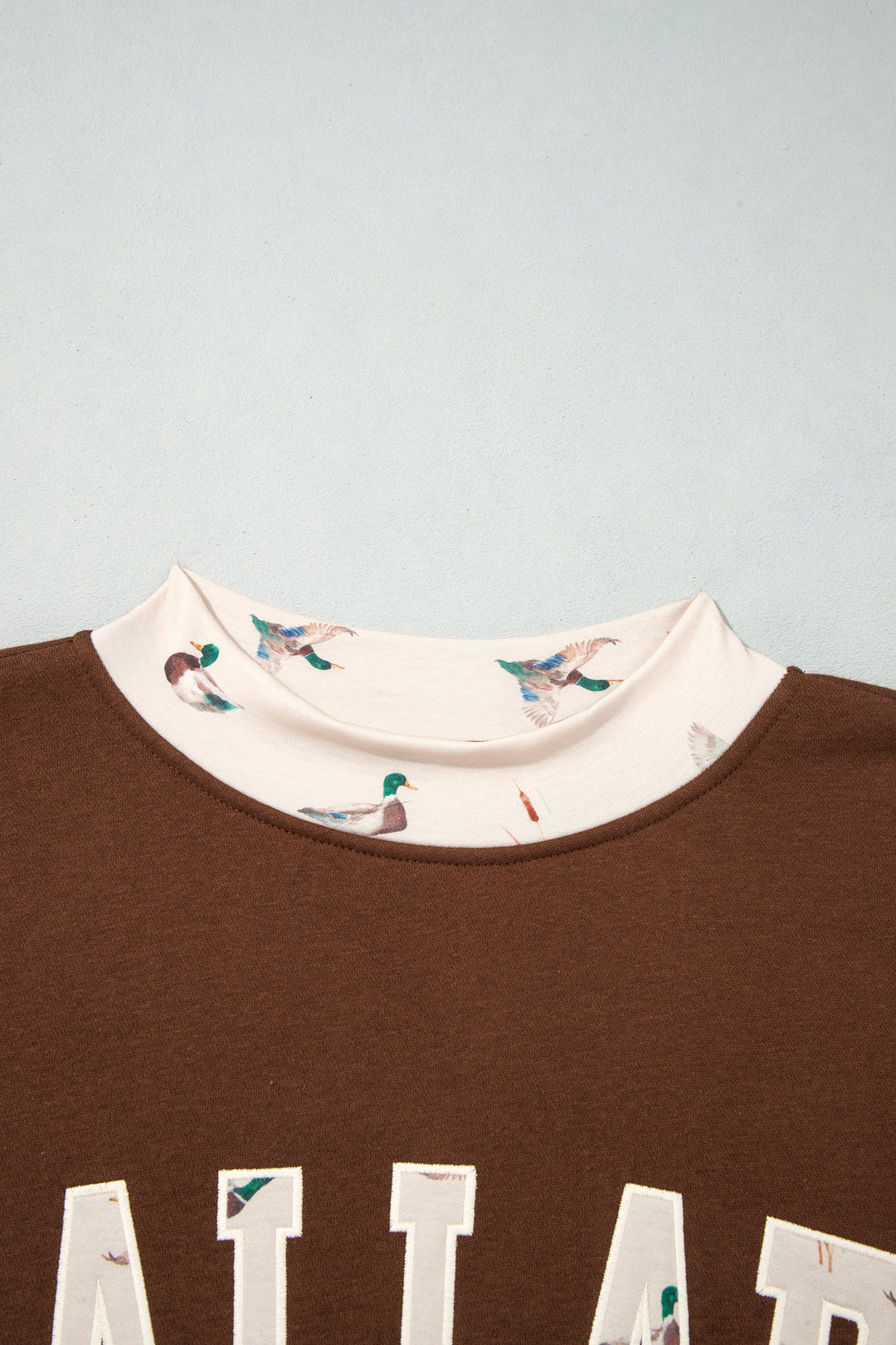 Coffee Western Contrast Detail Letter Graphic Baggy Sweatshirt