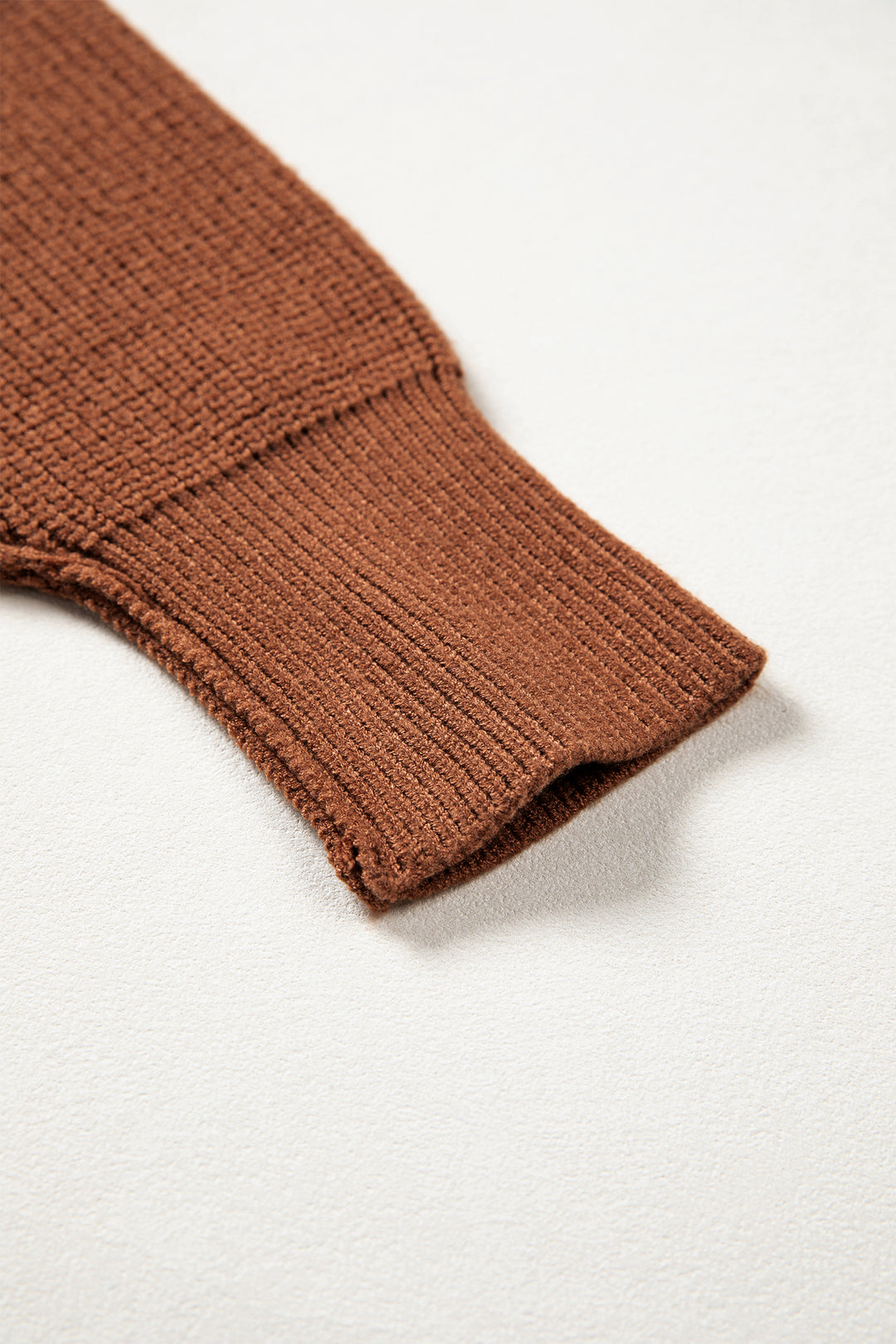 Chestnut Solid Color Mock Neck Oversized Tunic Sweater