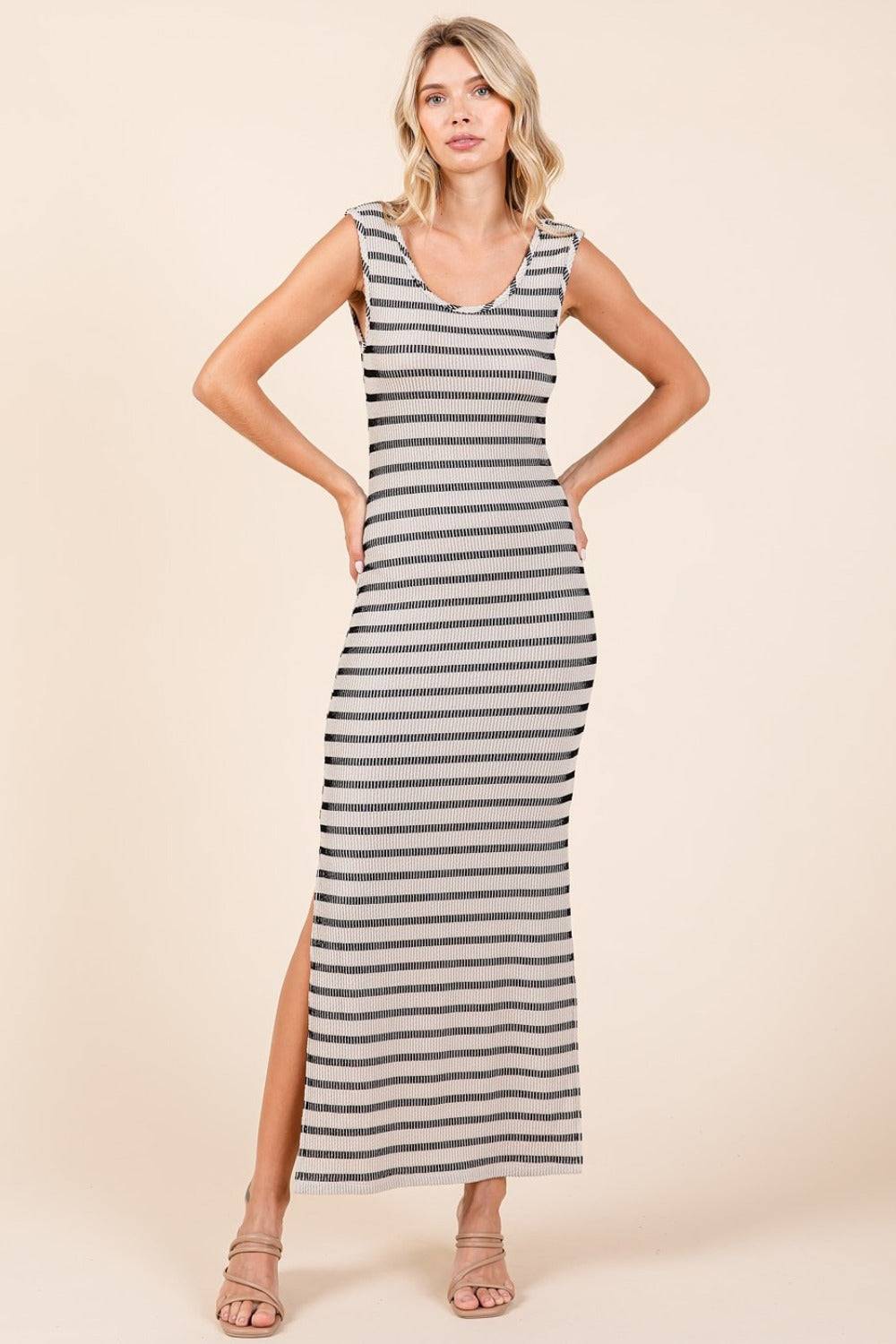 Mittoshop Striped Scoop Neck Sleeveless Maxi Dress