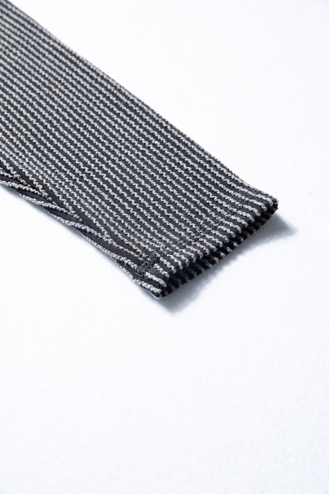 Black Twist Ribbed Exposed Seam Detail Long Sleeve Loose Top