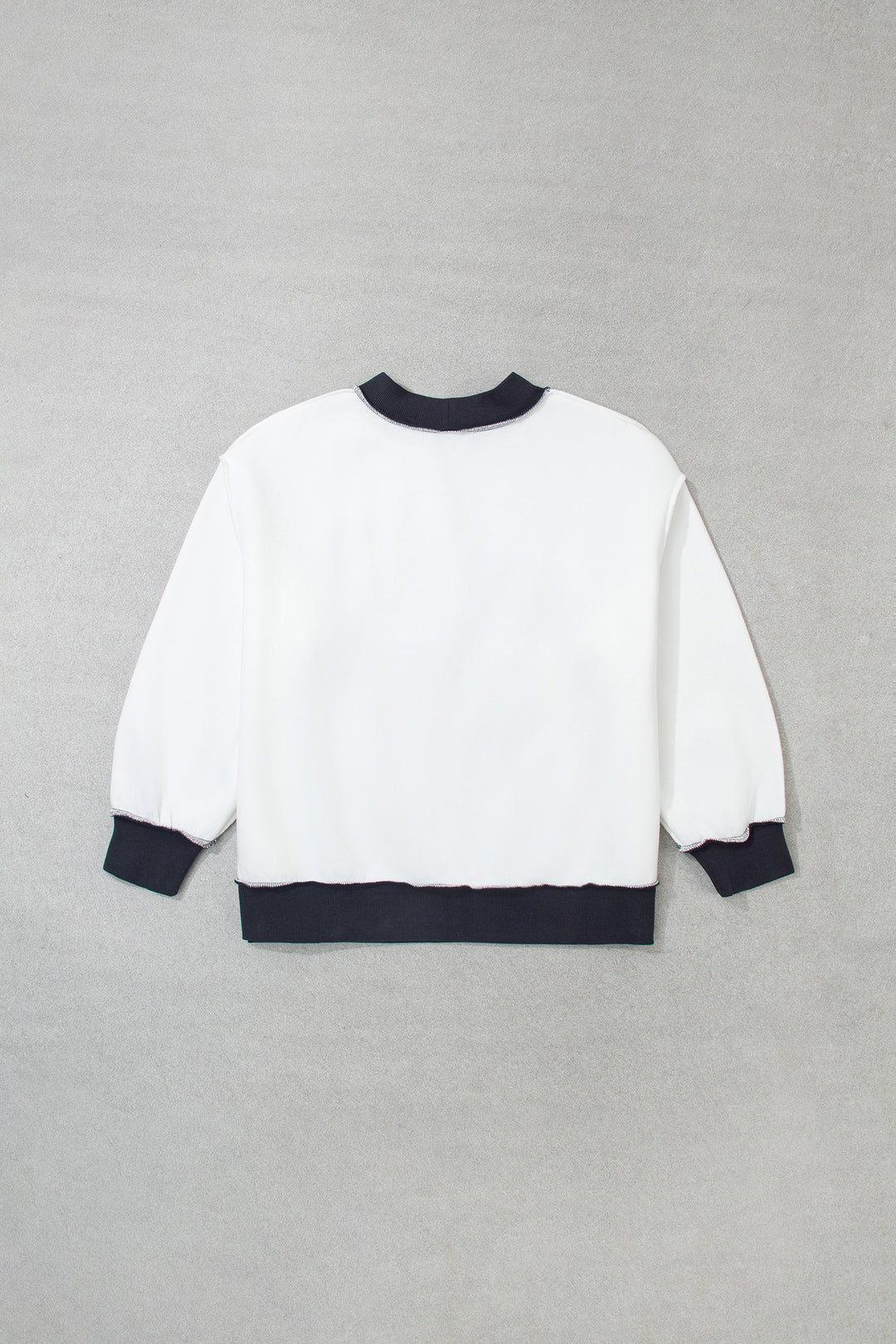 Beige SAVED BY GRACE Letter Print Color Block Mock Neck Plus Size Sweatshirt