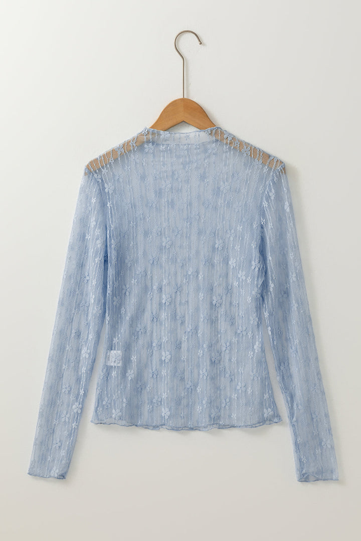 Adalynn Sheer Floral Lace Long Sleeve Top