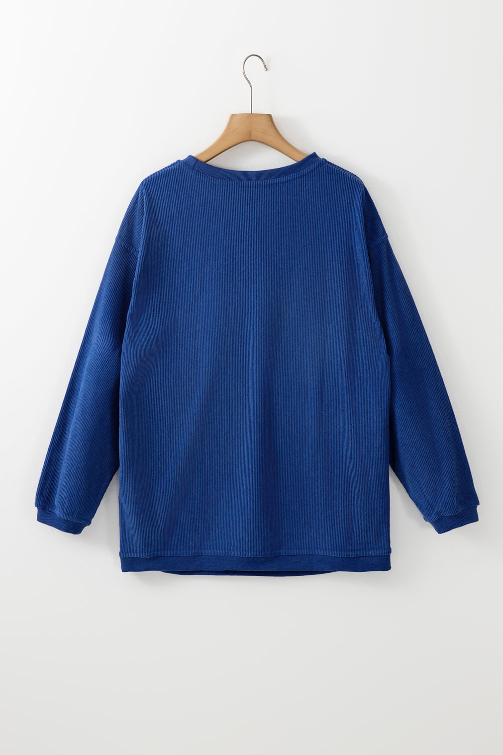 Dark Blue Ribbed Corduroy Oversized Sweatshirt