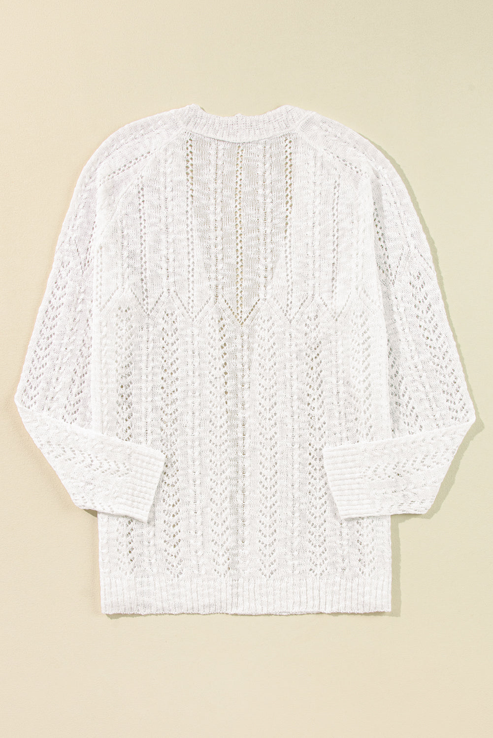 White Plus Size Eyelet Knit Open Front Cardigan