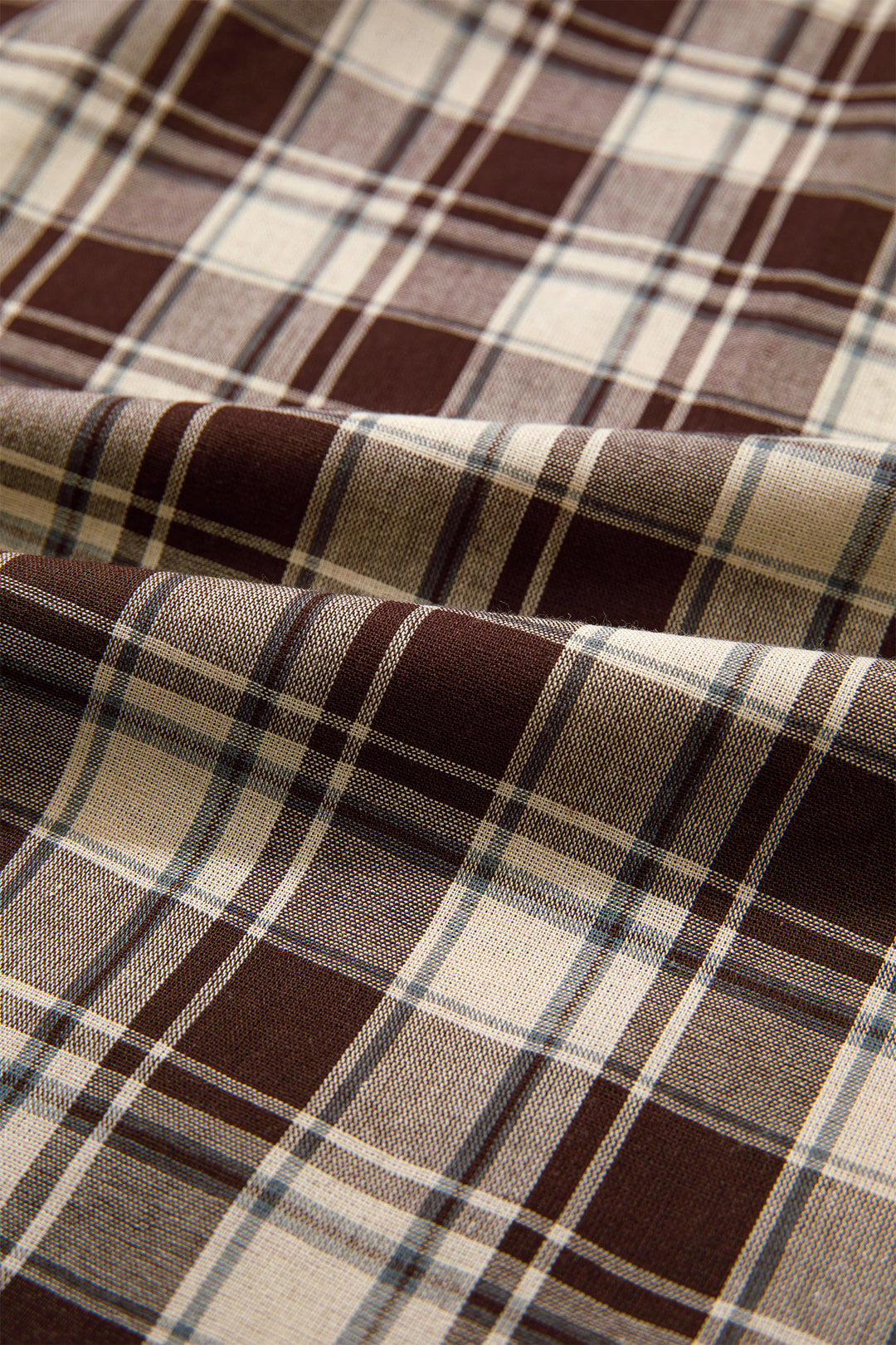 Brown Plaid Long Sleeve Short Shift Mini Dress
