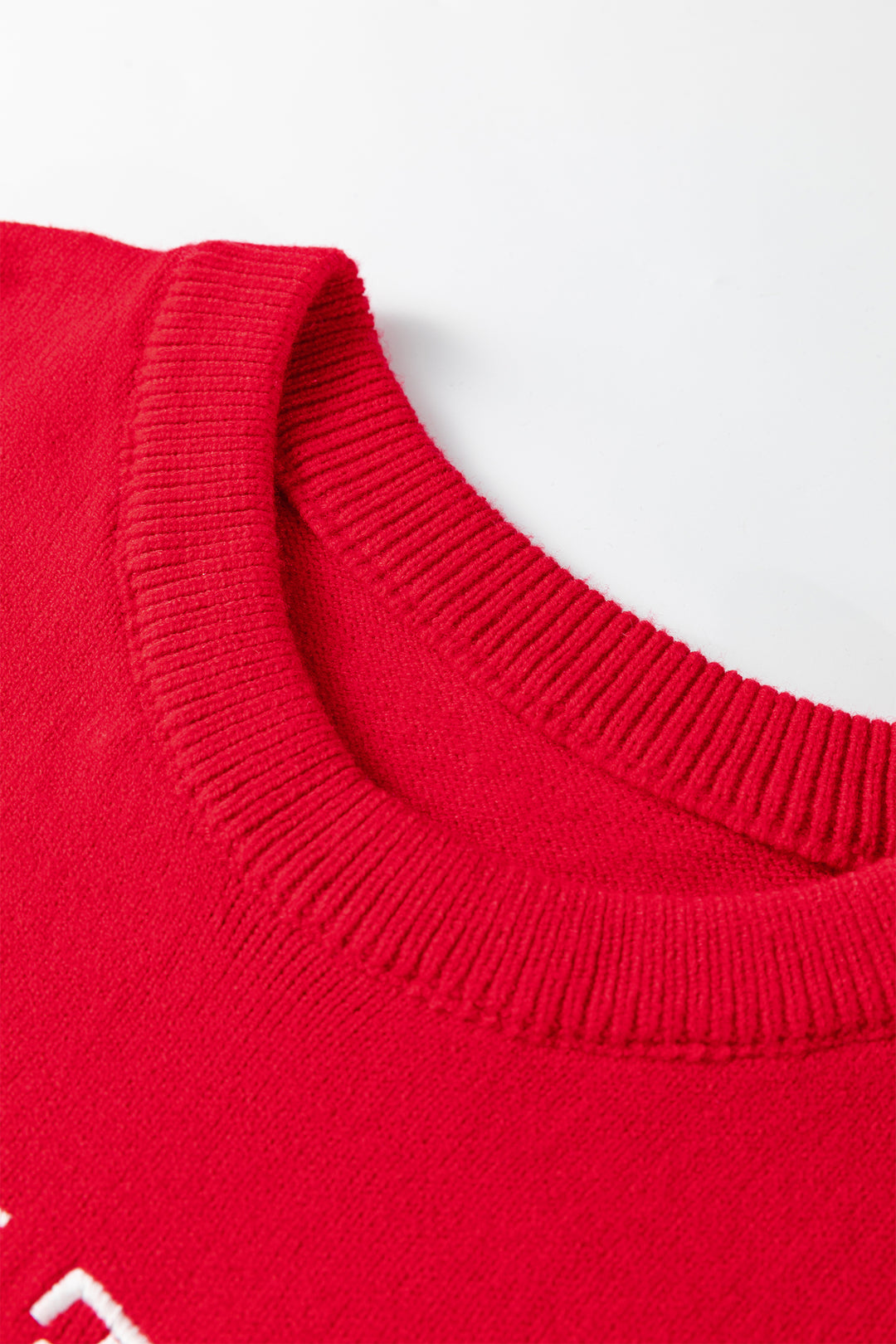 Fiery Red YEEHAW Embroidered Letter Loose Short Sleeve Sweater