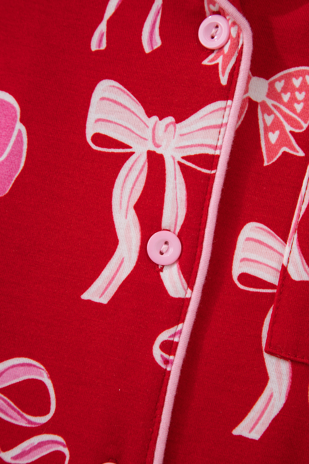 Red Sweet Bow Print Ruffled Short Sleeve Shirt Shorts 2pcs Pajama Set