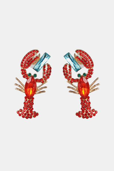 Lobster Shape Glass Stone Dangle Earrings