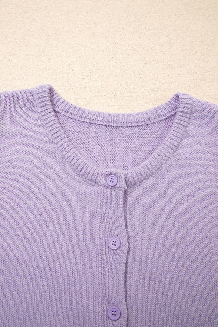 Orchid Petal Short Sleeve Soft Cardigan Sweater T Shirt