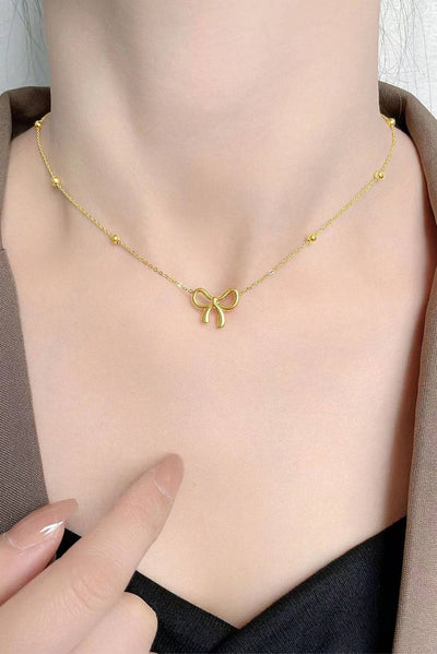 Gold Bowknot Pendant Plated Choker Necklace