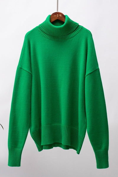 Turtle Neck Dropped Shoulder Sweater