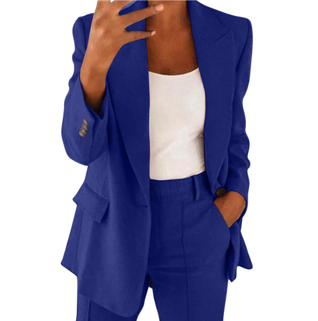 Lapel Blazer &amp; Slim-Fit Trousers Two-Piece Suit – 10 Colors XS–5XL