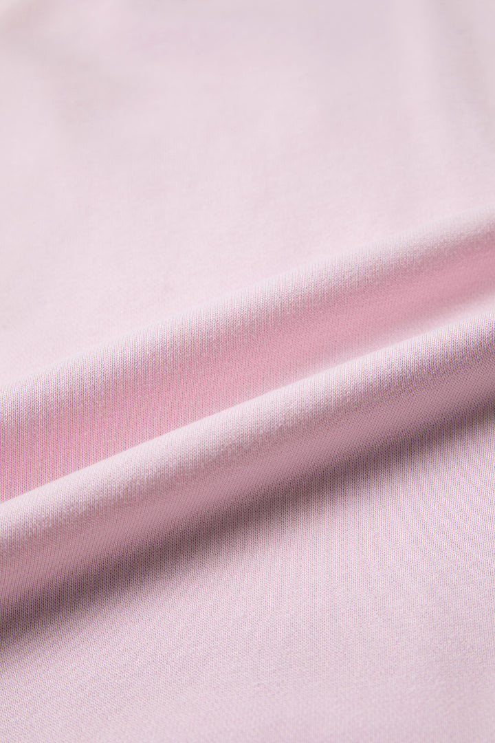 Pink Stay Salty Embroidered Long Sleeve Stand Neck Shift Pullover Sweatshirt