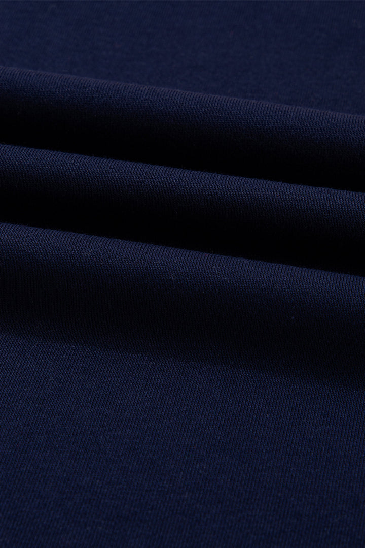 Bluing Colorful Striped Accent Varsity Long Sleeve Pullover and Shorts Matching Set