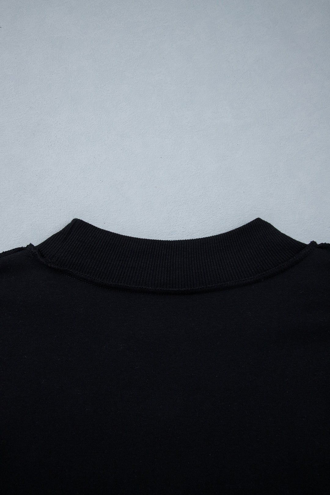 Black Oversize Drop Shoulder Reversible Mock Neck Sweatshirt