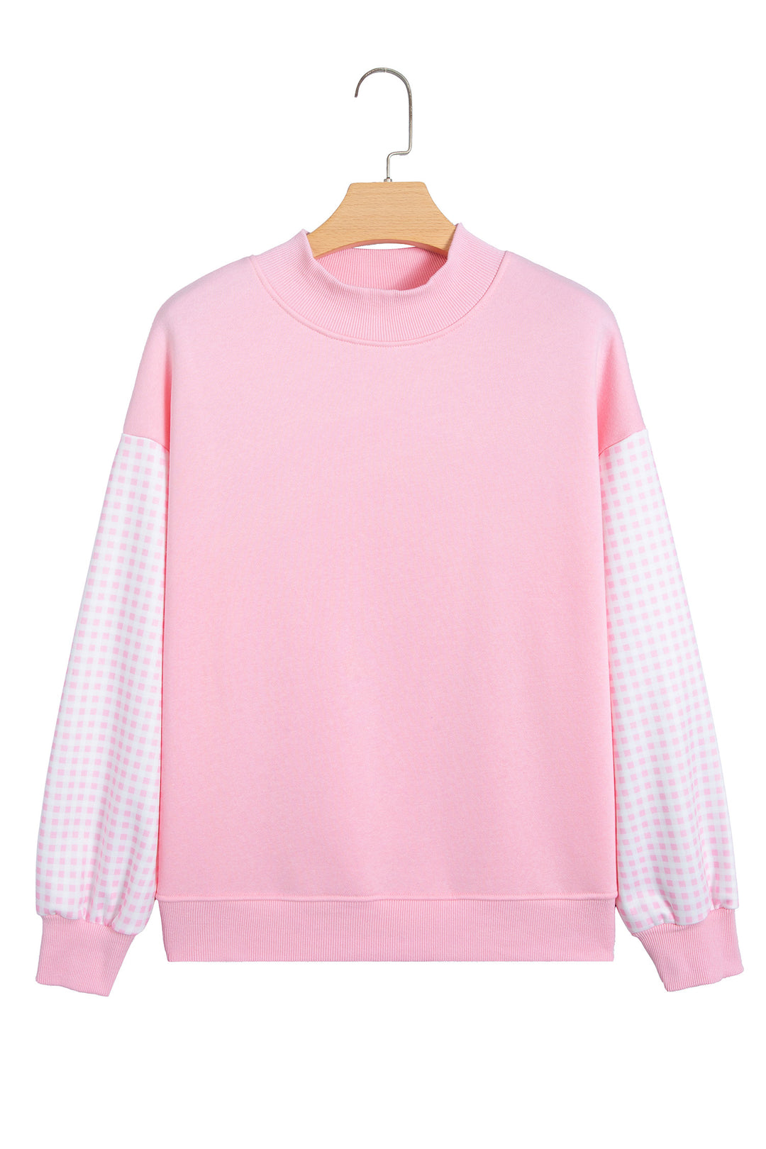 Evergreen Plaid Sleeve Colorblock Loose Tunic Sweatshirt