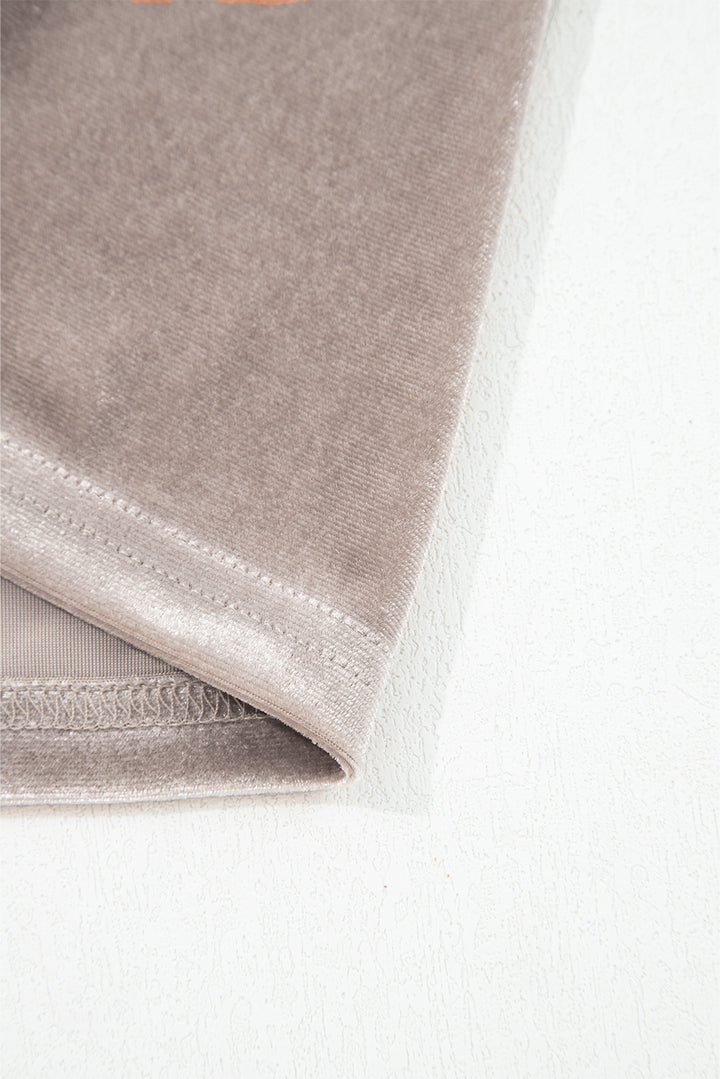 Smoke Gray 3/4 Sleeve Open Front Velvet Kimono