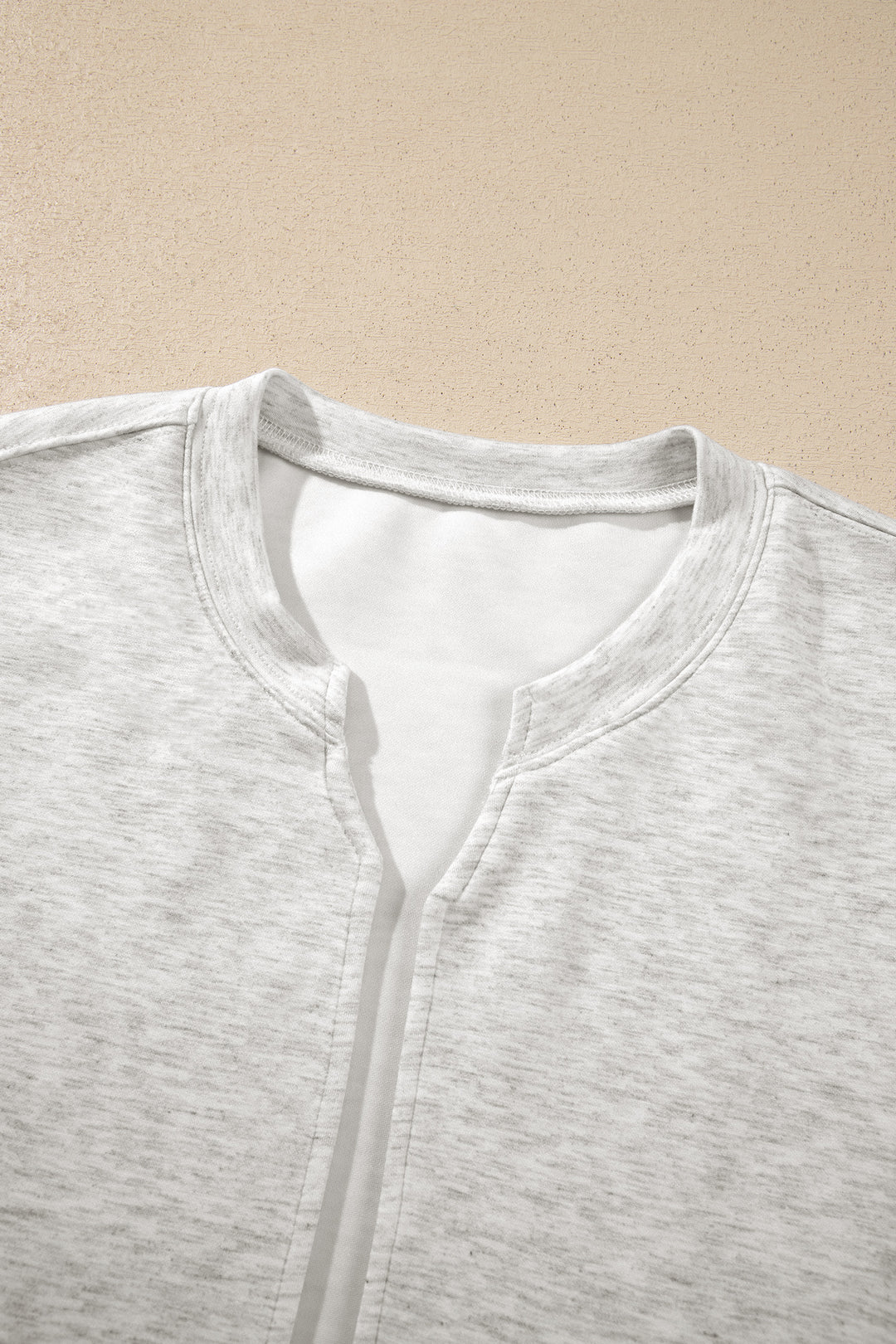 Light Grey Solid Color Zip Front Jacket Style Sweatshirt