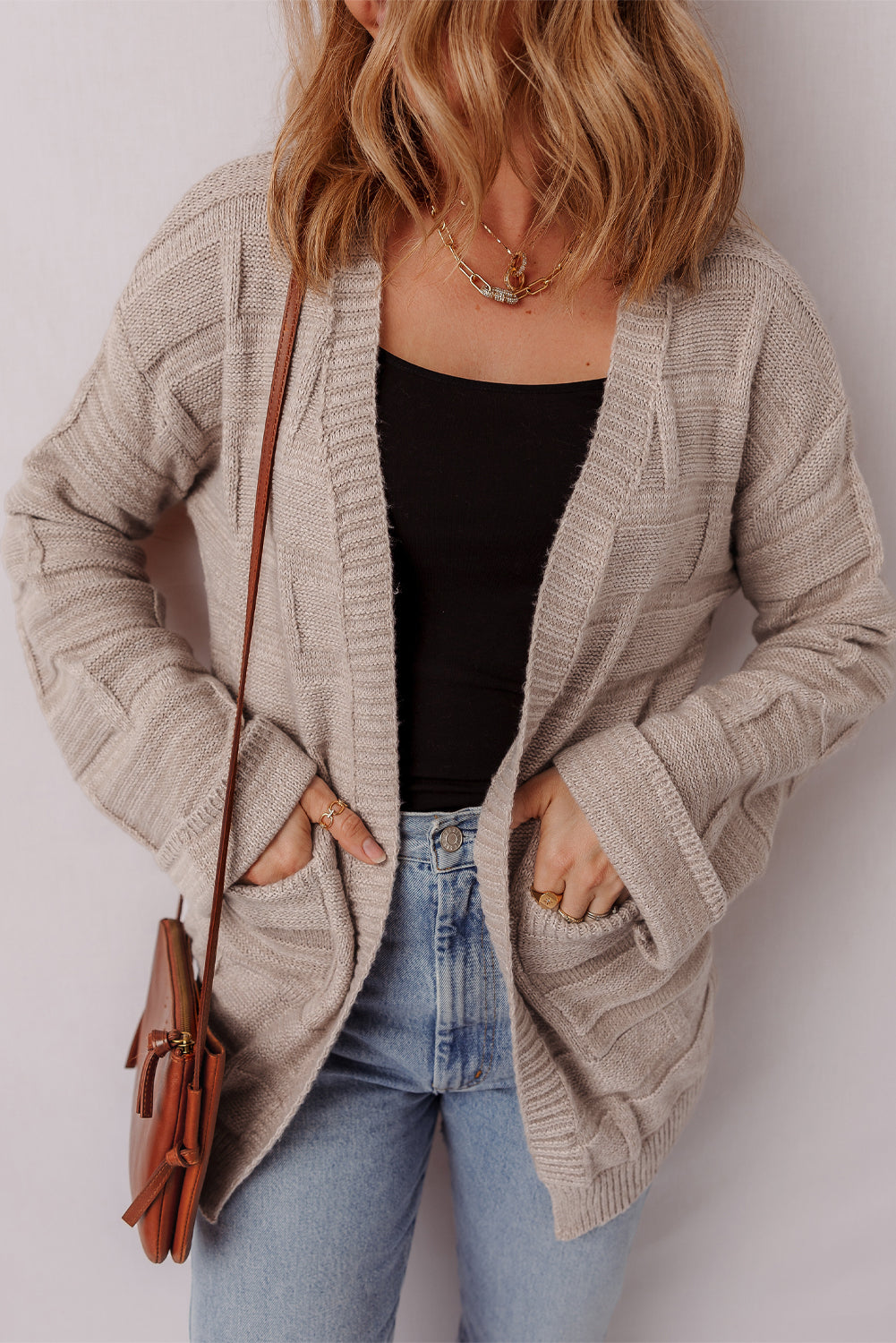 Athena Knit Open Front Chic Cardigan with Pockets