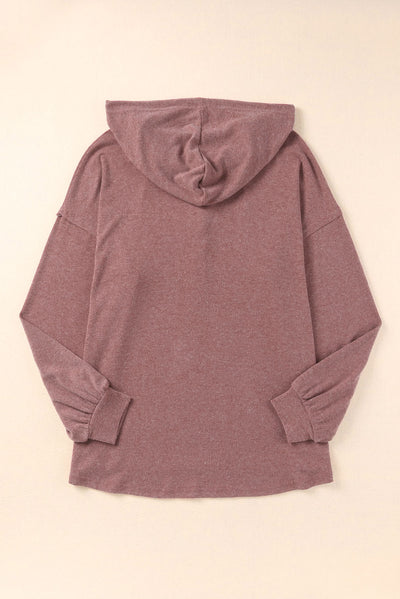 Buttoned High and Low Hem Hoodie