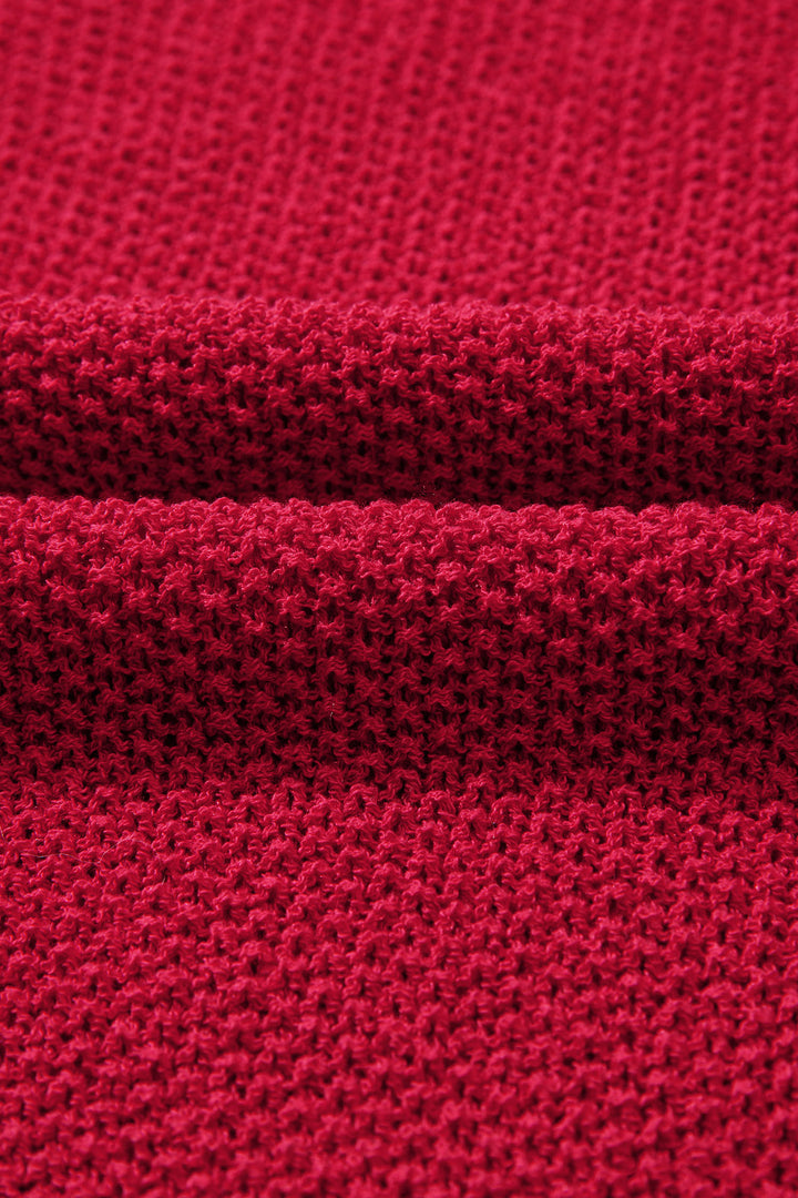 Evergreen Color Block Knit V Neck Loose Sweater