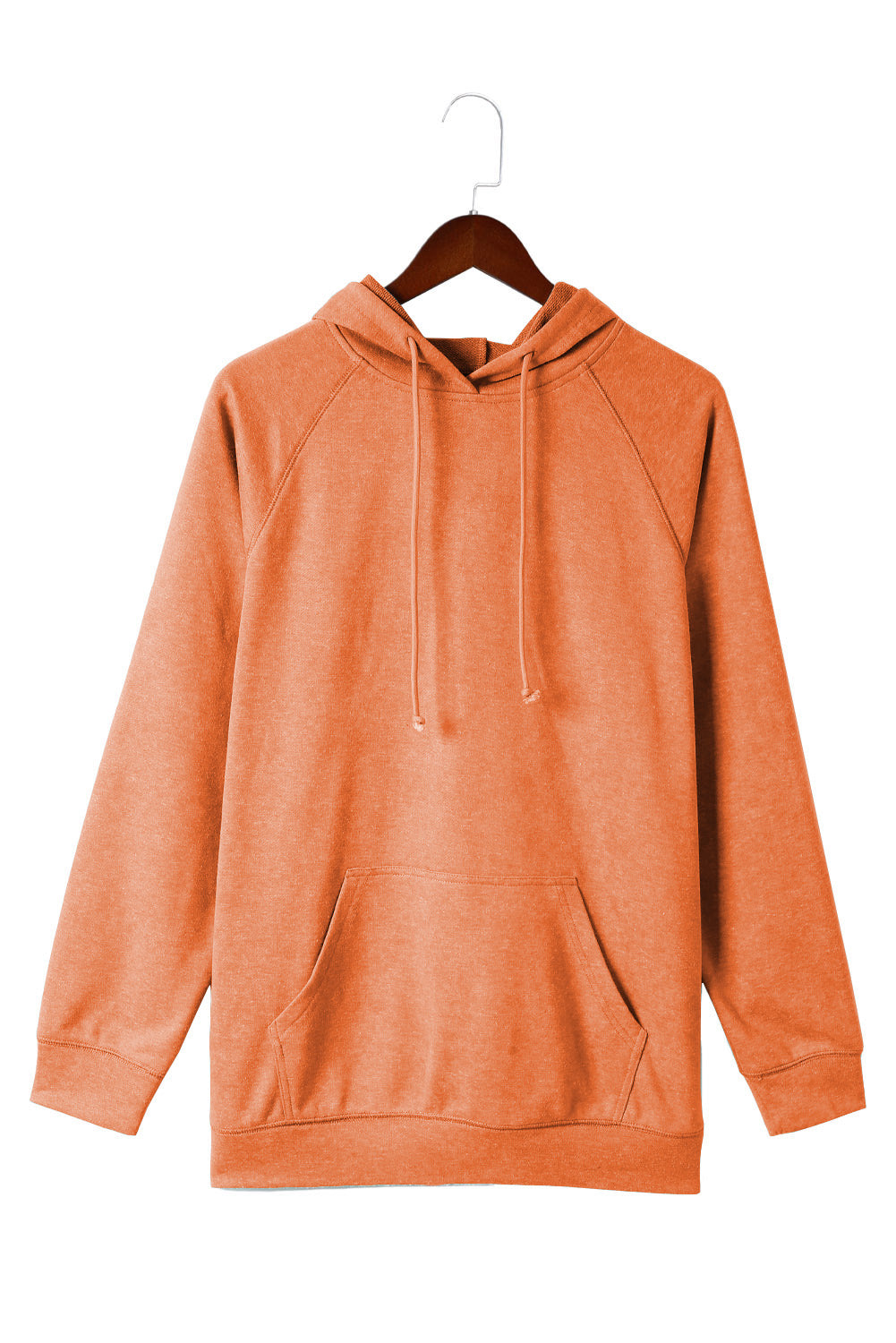 Orange Mineral Wash Kangaroo Pocket Drawstring Pullover Hoodie