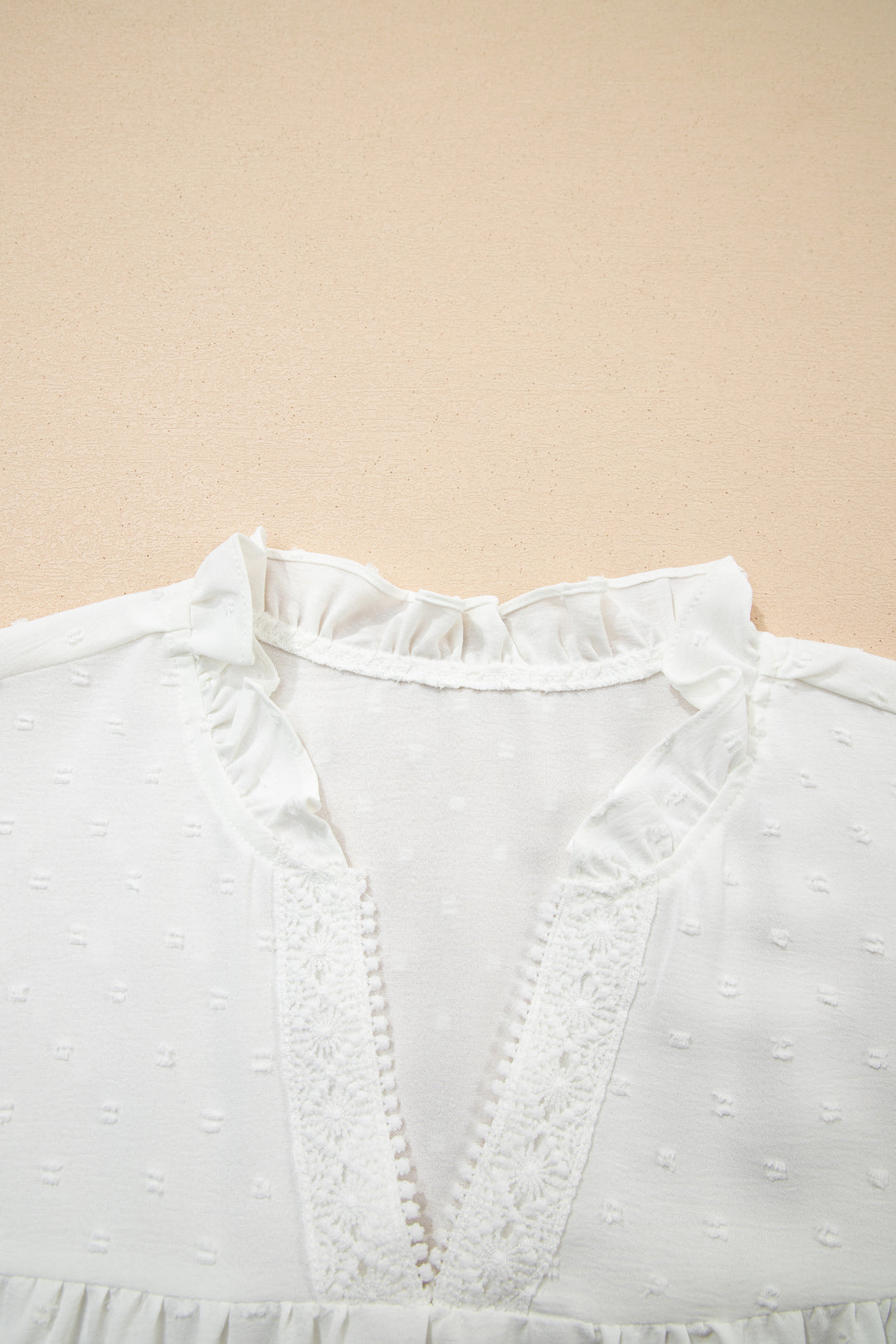 Black Plus Size Swiss Dot Ruffle Lace Trim V Neck Tank Top