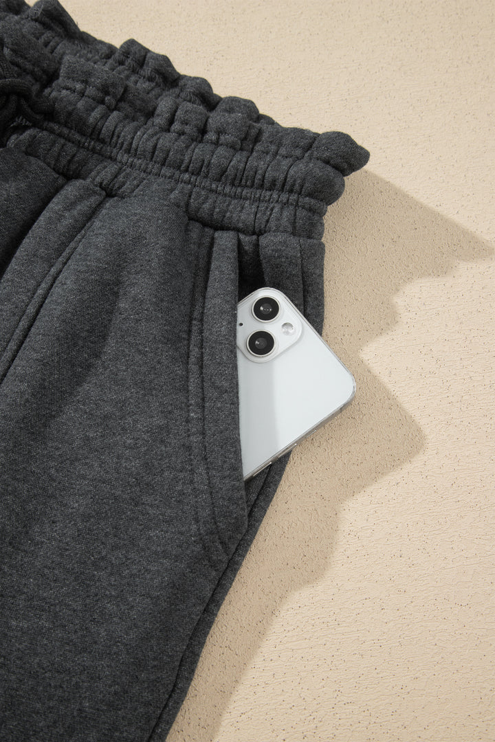 Carbon Grey Solid Colorblock Jogger Pants Set