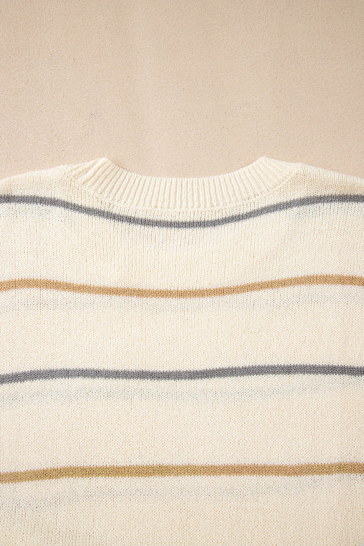 Multicolour Striped Print Drop Shoulder Shift Sweater Mini Dress