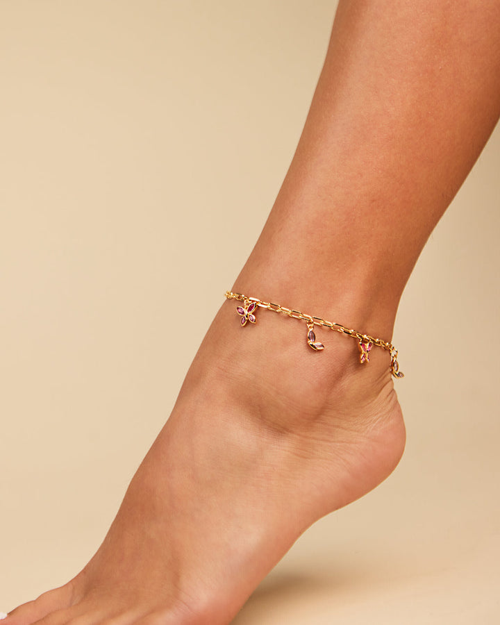 Caria CZ Butterfly Anklet