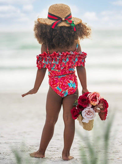 Tropical Garden Ruffle Tankini Two Piece Swimsuit