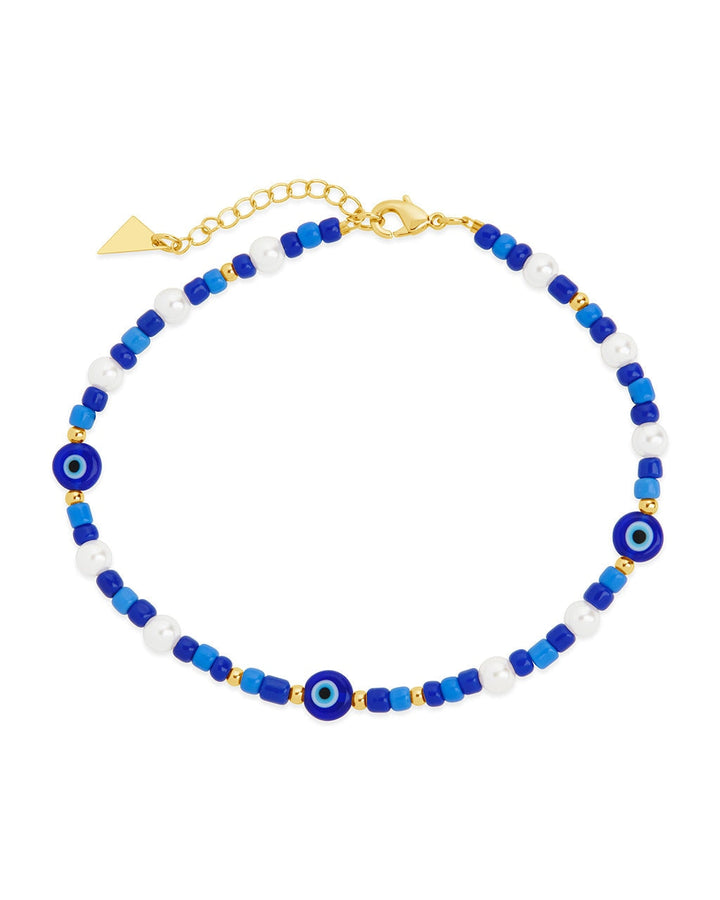 Sibyl Evil Eye Charm & Pearl Anklet