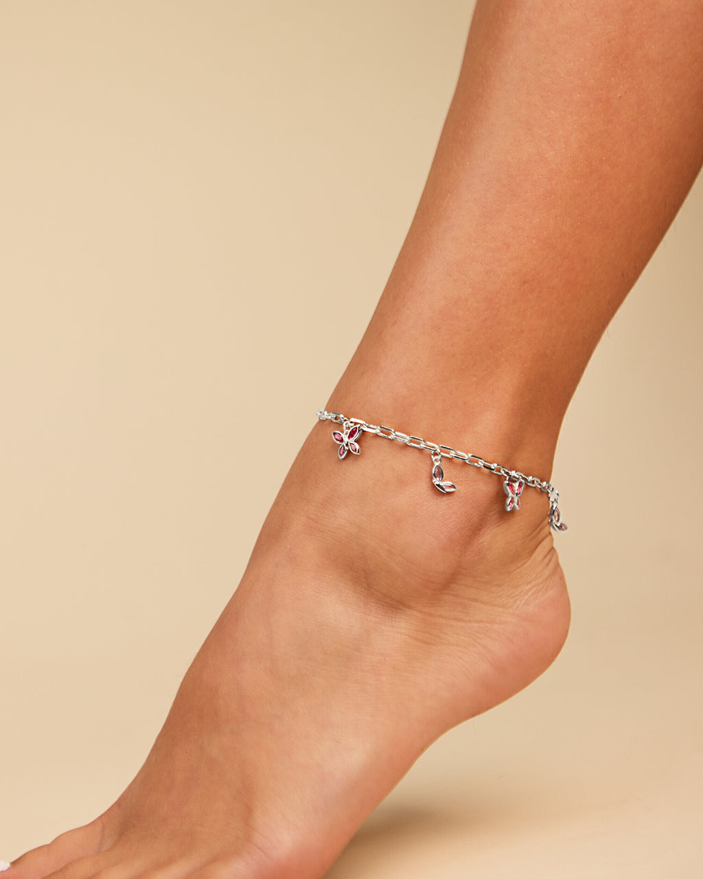 Caria CZ Butterfly Anklet