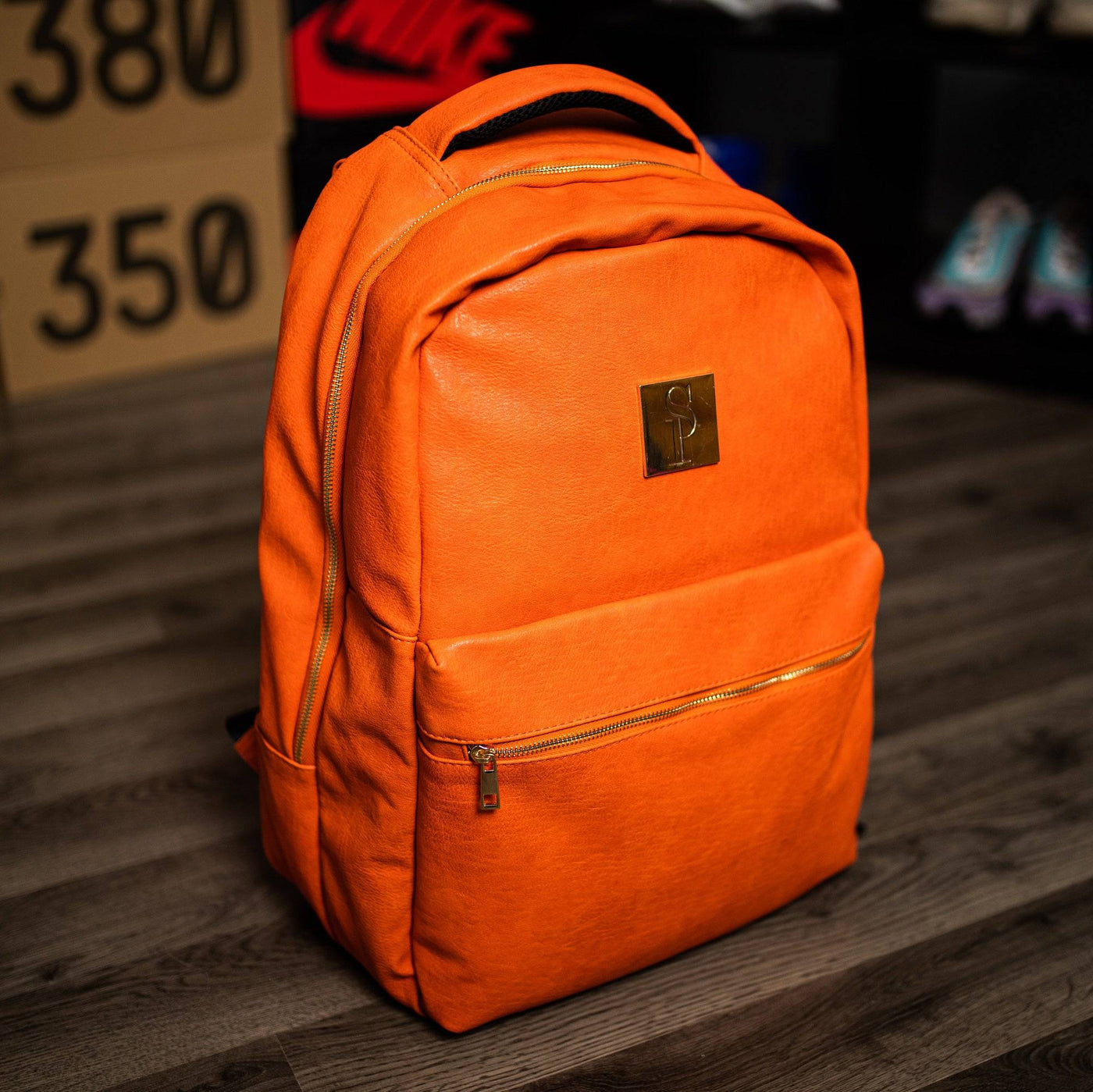 Orange Tumbled Leather Daily Commuter Bag