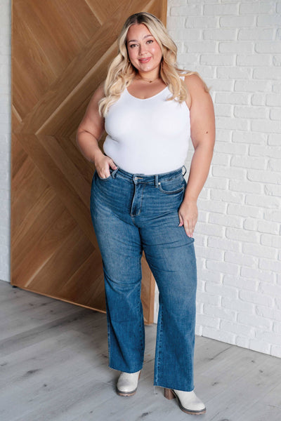 Anita mid rise vintage straight jeans plus size model