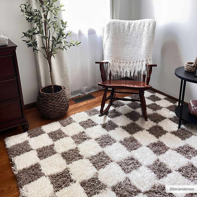 Atira Brown Checkered Area Rug