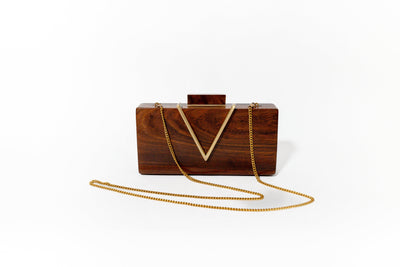 Classic V Wooden Clutch