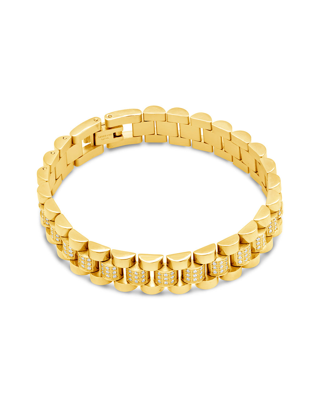 CZ Accent Watch Band Chain Bracelet